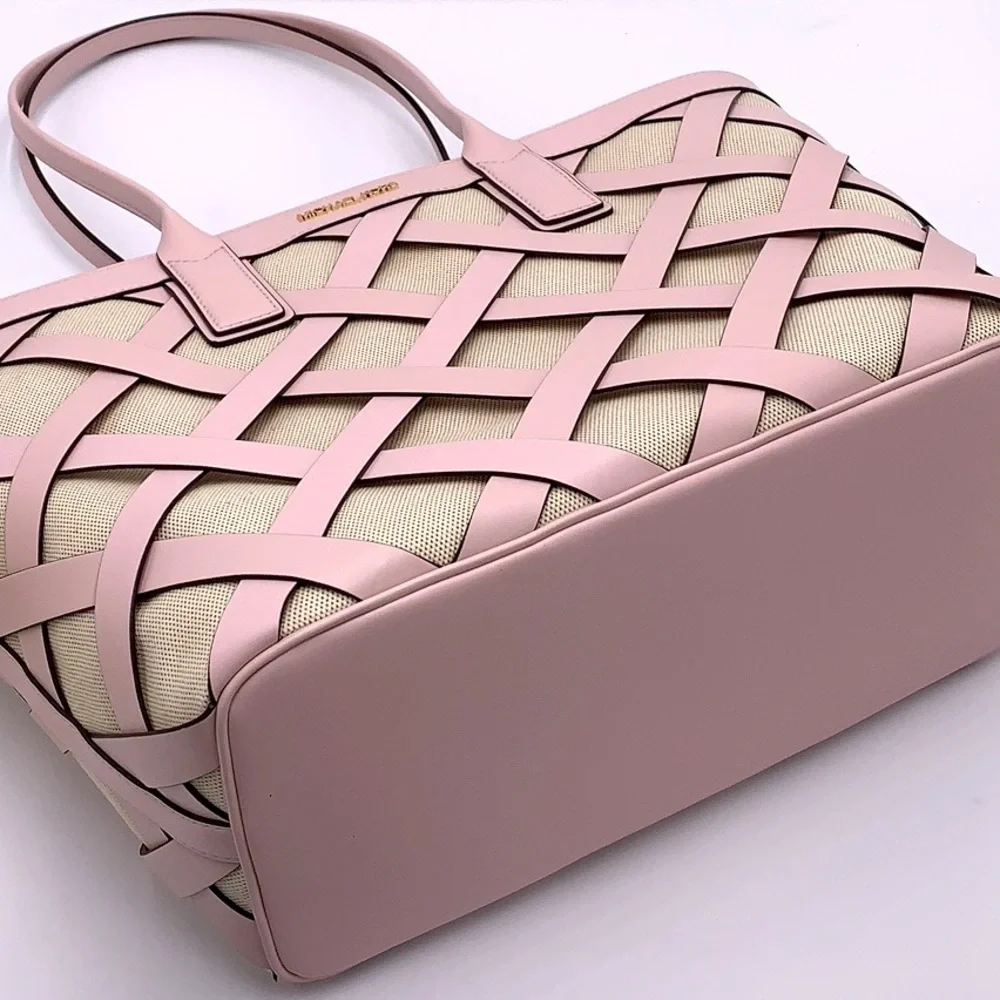MICHAEL KORS SIENNA Large Tote Shoulder BAG In POWDER BLUSH Leather Canvas